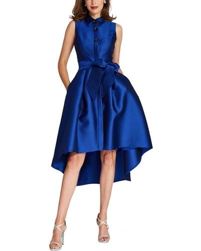 Teri Jon Special Occasion Short Silk-blend Dress - Blue