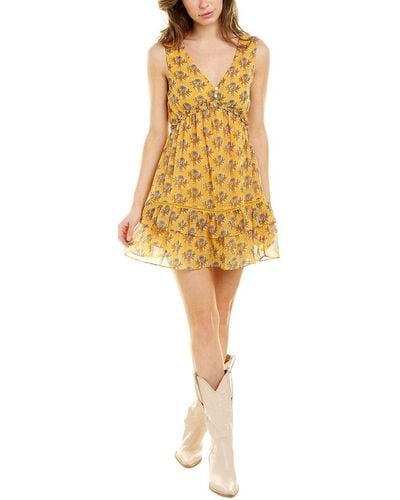 Wenrine Womens Yellow Boho Babydol Mini Dress