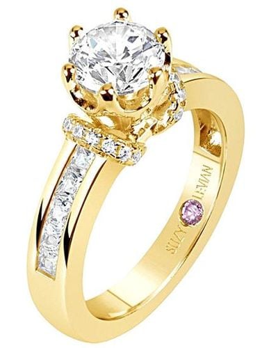 Suzy Levian Gold Over Silver Cz Ring - Metallic
