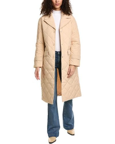 Ellen Tracy Diamond Quilted Trench Coat - Natural