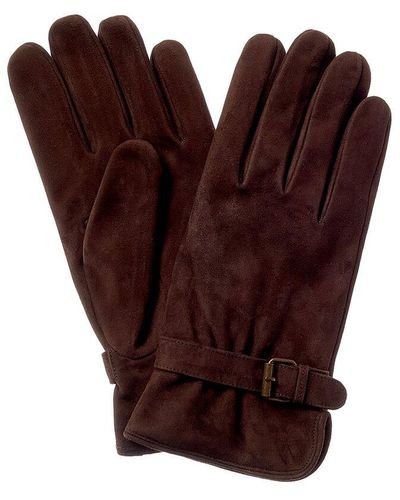 Portolano Belt Buckle Wool-lined Suede Gloves - Red