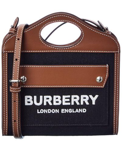 Burberry Micro Canvas & Leather Pocket Tote - Black