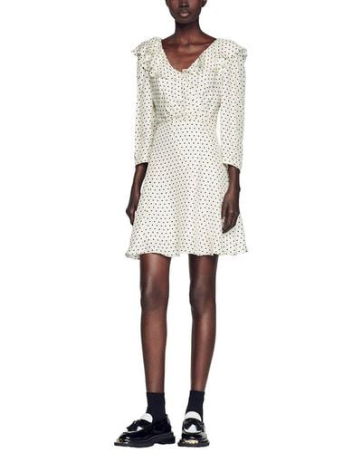 Sandro Woven Silk-blend Dress - White