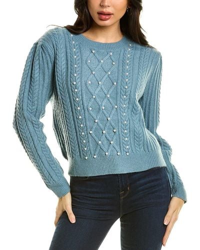 Gracia Bead Embellished Cable-knit Jumper - Blue