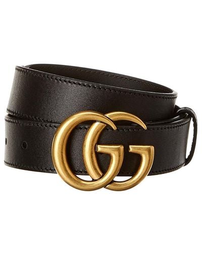 Gucci Interlocking G Buckle Leather Belt - Black