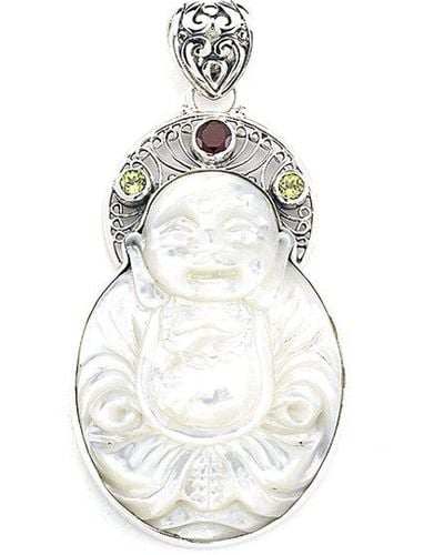 Samuel B. Silver 0.57 Ct. Tw. Gemstone & Pearl Buddha Pendant - White
