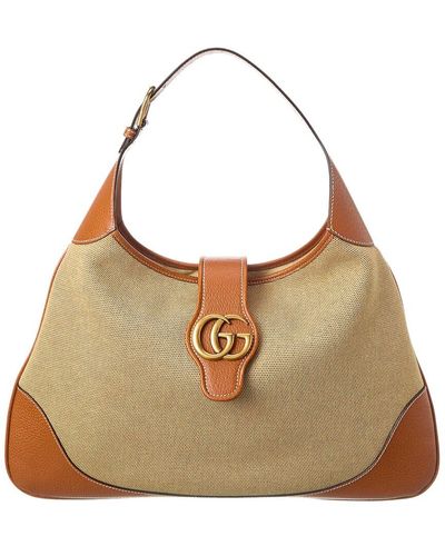 Gucci Aphrodite Large Canvas & Leather Shoulder Bag - Brown