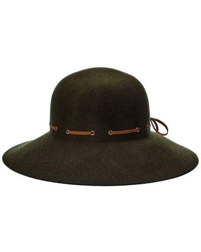 Bruno Magli Leather-trim Wool Felt Hat - Black