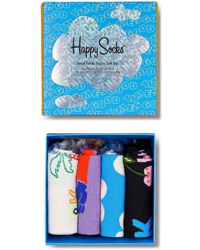 Happy Socks 4-Pack Good Times Sock Gift Set - Blue