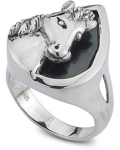 Samuel B. Silver Pearl Horse Ring - White
