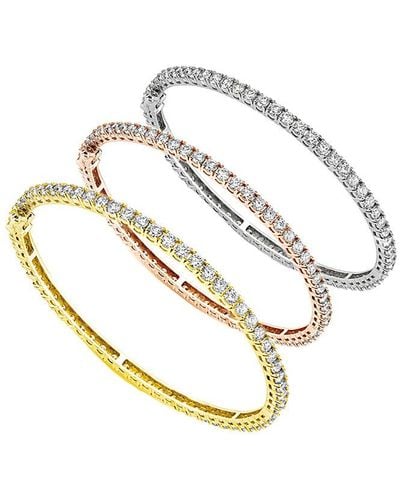Diana M. Jewels Fine Jewellery 18k Tri-color 10.60 Ct. Tw. Diamond Bangle Set - White