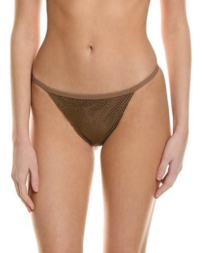 Jonathan Simkhai Adalia Moxie Crystal Mesh String Bikini Bottom - Brown