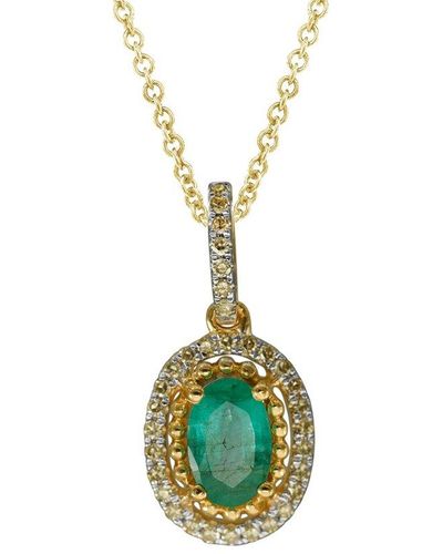 Diana M. Jewels Fine Jewelry 14k 0.45 Ct. Tw. Diamond & Emerald Necklace - Green