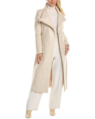 Kenneth Cole Belted Wool-blend Maxi Coat - Natural