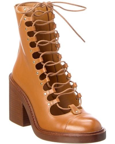 Chloé May Leather Bootie - Brown