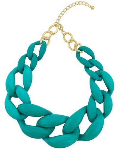 Adornia 14k Plated Chain Necklace - Blue