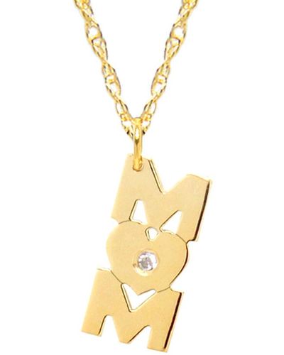 Jane Basch 14k Diamond Mom Angled Necklace - Metallic