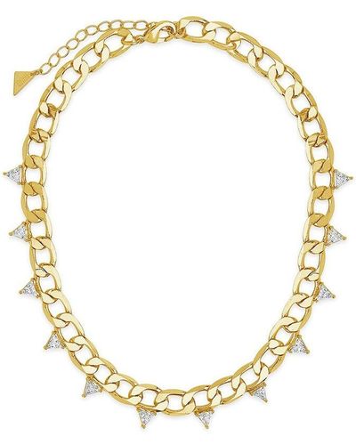 Sterling Forever 14k Plated Cz Choker Necklace - Metallic