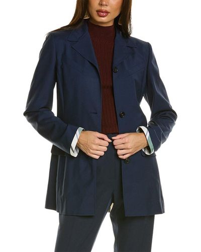Lanvin Silk-trim Wool & Mohair-blend Jacket - Blue