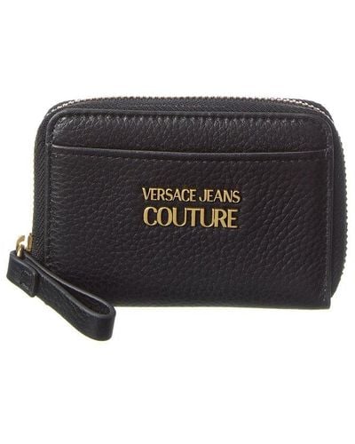 Versace Range Metal Lettering Leather Walllet - Black