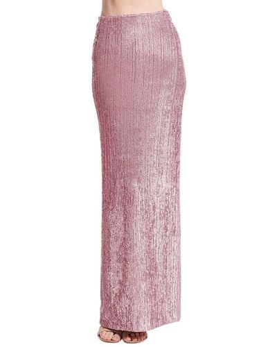 EMILY SHALANT Long Stretch Sequin Column Skirt - Pink