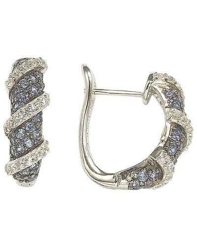 Suzy Levian Silver Diamond & Sapphire Mini Hoops - Metallic