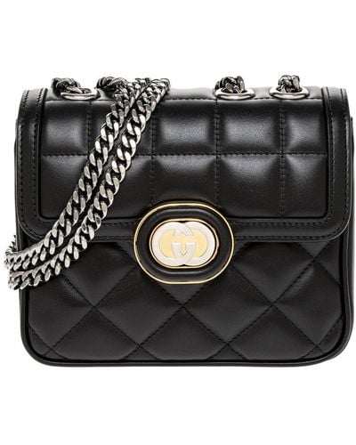 Gucci Deco Mini Leather Shoulder Bag - Black