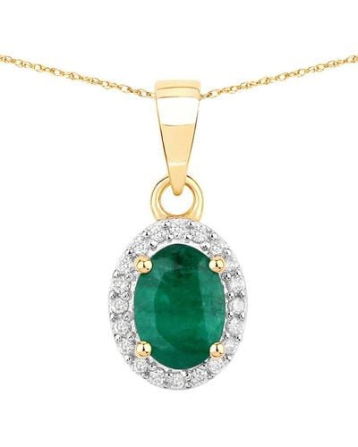 Diana M. Jewels Fine Jewelry 14k 0.83 Ct. Tw. Diamond & Emerald Pendant - Green