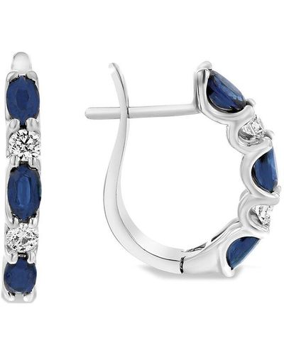 Diana M. Jewels Fine Jewelry 14k 2.05 Ct. Tw. Diamond & Sapphire Hoops - Blue