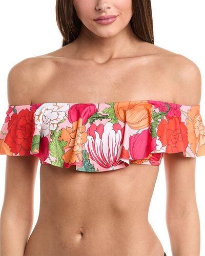 Trina Turk Sunny Bloom Bandeau Bikini Top - Red