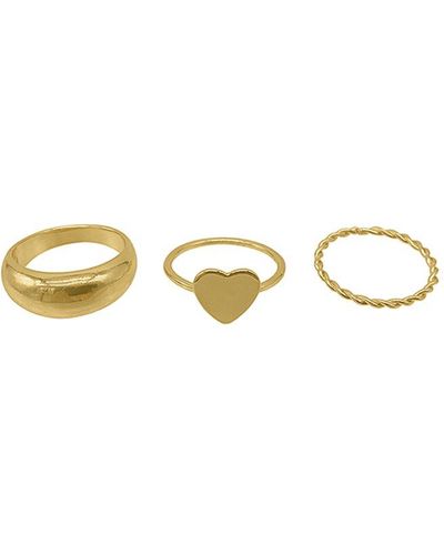 Adornia 14k Plated Heart Ring Set - Metallic