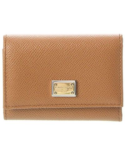 Dolce & Gabbana Dauphine Leather Flap Wallet - Brown