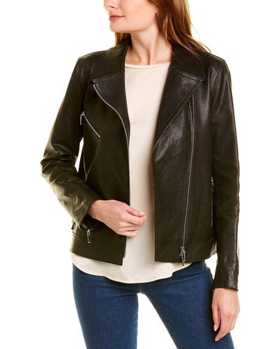 Lafayette 148 New York Aisling Leather Jacket - Black