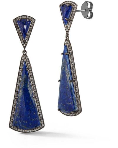 Banji Jewelry Silver 2.00 Ct. Tw. Diamond Drop Earrings - Blue