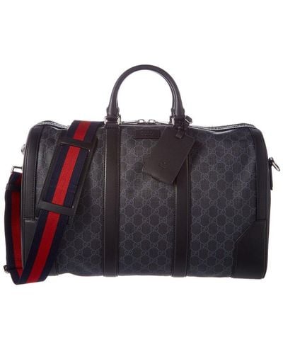 Gucci GG Supreme Canvas & Leather Duffel Bag - Black