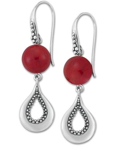 Samuel B. Silver 6.64 Ct. Tw. Coral Earrings - Red