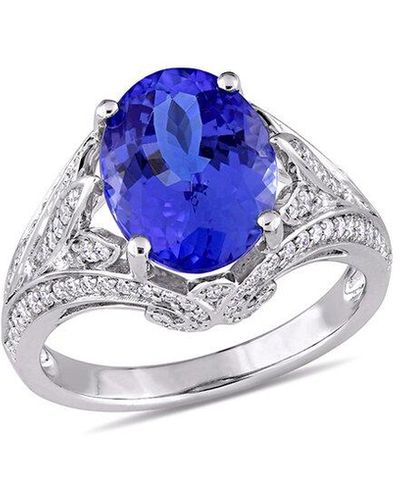 Rina Limor 14k 4.84 Ct. Tw. Diamond & Tanzanite Cocktail Ring - Blue