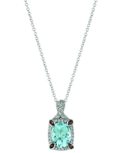 Le Vian 14k White Gold 1.54 Ct. Tw. Diamond & Aquamarine Pendant Necklace - Metallic