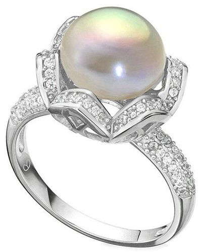 Belpearl Silver 11-10mm Pearl Cz Ring - White