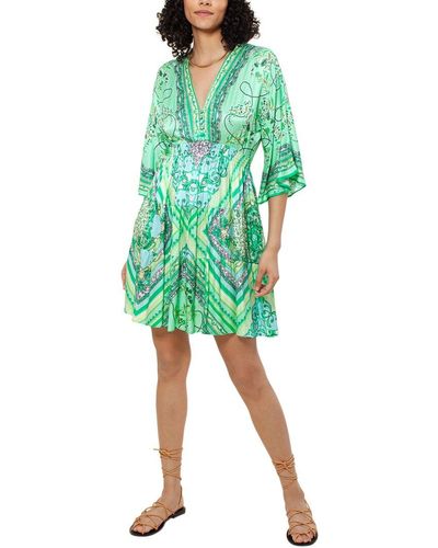 Hale Bob Printed Silk-blend Dress - Green