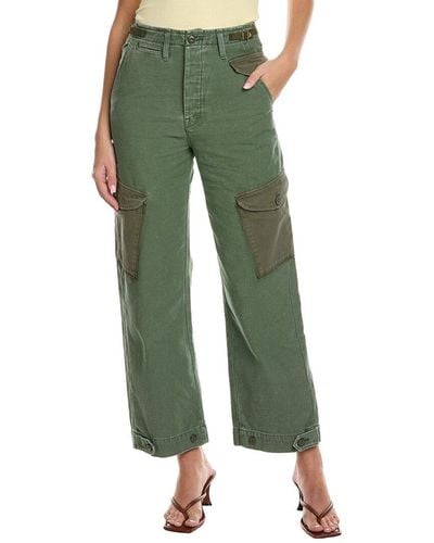 Mother Denim The G.i. Jane Greaser Nerdy On The Double Cargo Jean - Green