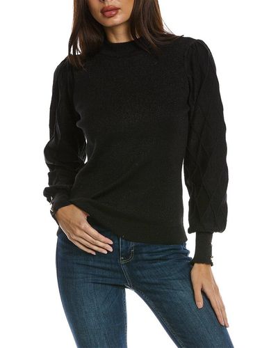 Nanette Lepore Lattice Sleeve Jumper - Black