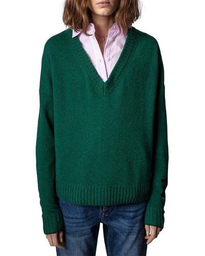Zadig & Voltaire Rosy Cashmere & Wool-blend Jumper - Green