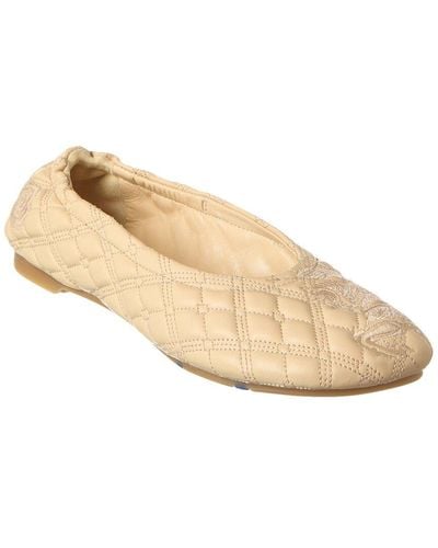 Burberry Sadler Leather Ballet Flat - Natural