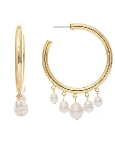 Rivka Friedman 18k Plated 12mm Pearl Earrings - Metallic