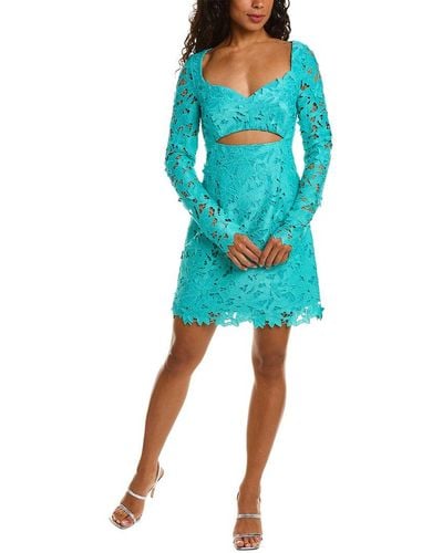 Zac Posen Guipure Lace Sweetheart Mini Dress - Blue