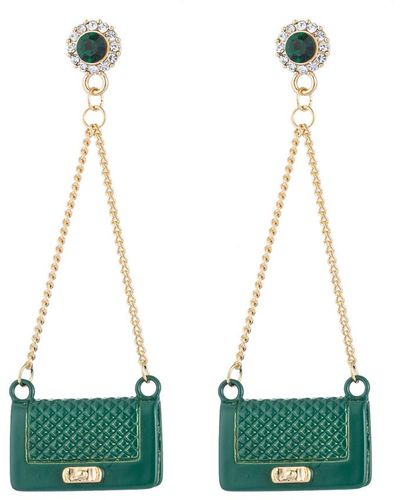 Eye Candy LA Luxe Collection Green Purse Cubic Zirconia Crystal Drop Earrings