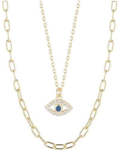 Glaze Jewelry 14k Over Silver Cz Evil Eye Pendant Necklace - White