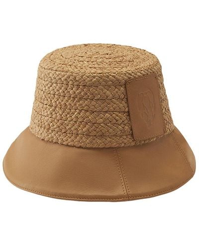 Helen Kaminski Kami Straw & Leather Bucket Hat - Natural