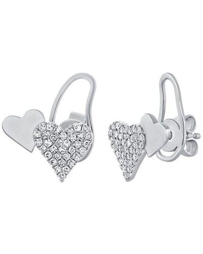 Diana M. Jewels Fine Jewelry 14k 0.19 Ct. Tw. Diamond Heart Studs - White